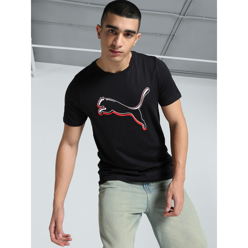 Puma Black Ess Outline Solid T-Shirt (S)