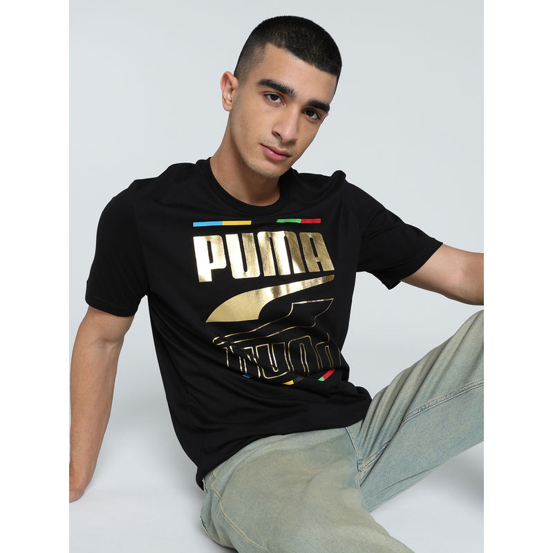 Puma Mend Black Ess Foil Printed T-Shirt (S)