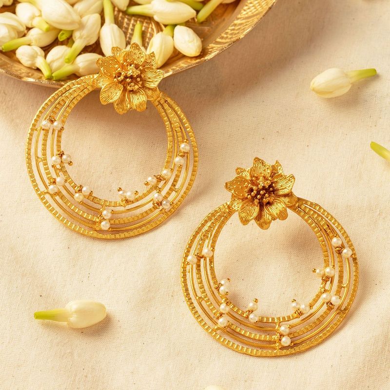 Azai Jewellery by Nykaa Fashion Gold Tone Contemporary Round Earrings