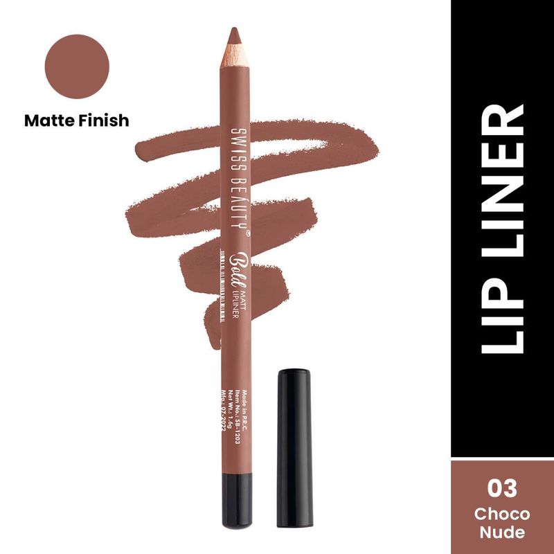 Swiss Beauty Bold Matt Lip Liner Pencil- 3 Choco Nude