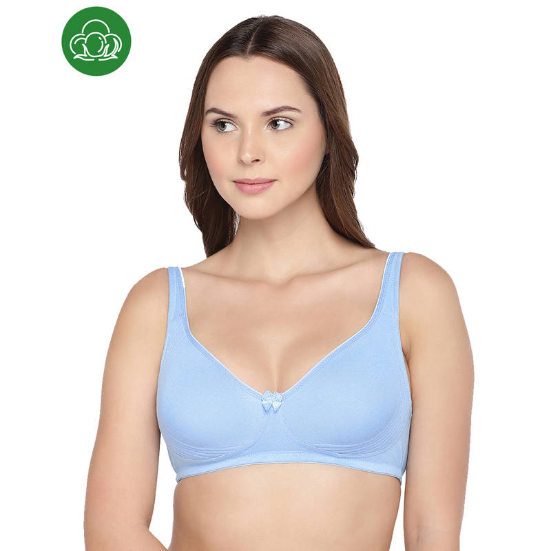 Inner Sense Organic Cotton Antimicrobial Seamless Side Support Bra - Blue (36B)