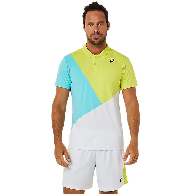 Asics Court Color Block Polo White Men Tennis T-Shirts (S)