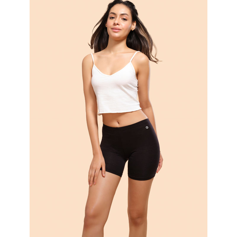 Enamor Mid Rise Fabulous Inners Shorts Mid Thigh Length Hugged Fit Stretch Cotton E032 (L)