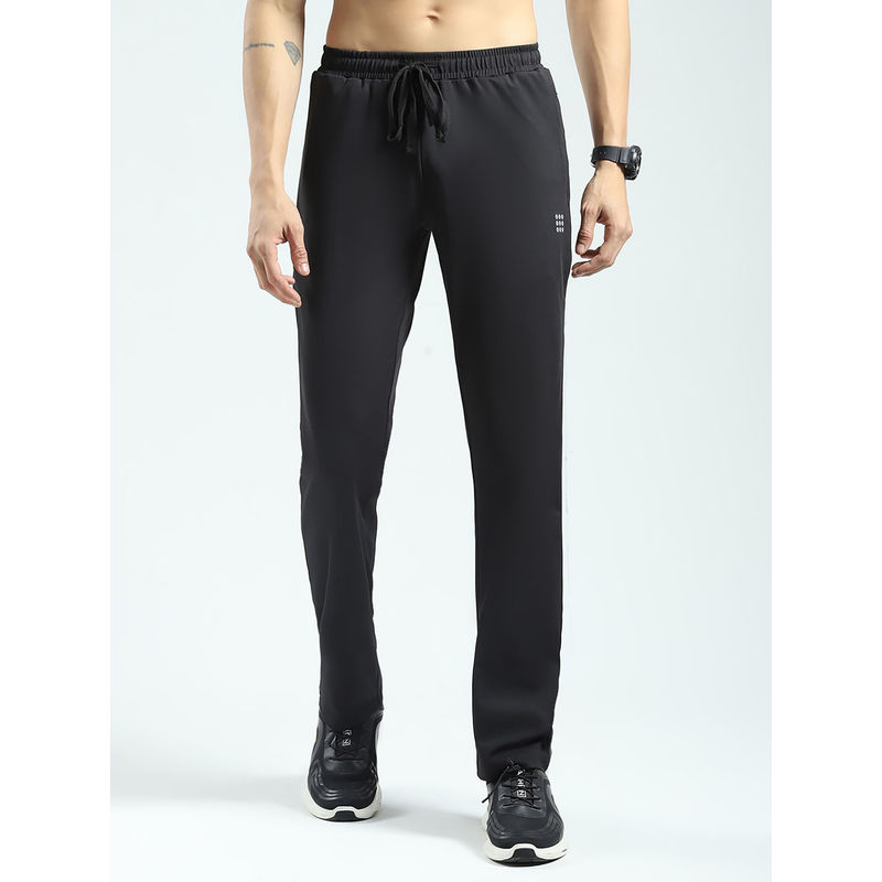 Rock.it Black Solid Regular Fit Trackpant (M)