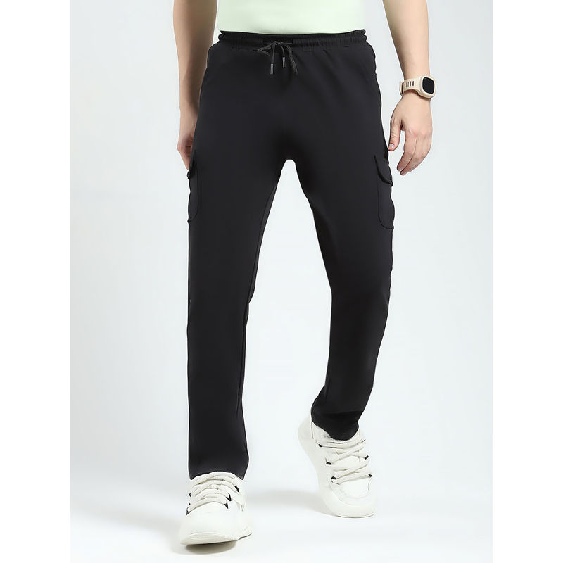 Rock.it Black Solid Regular Fit Trackpant (L)