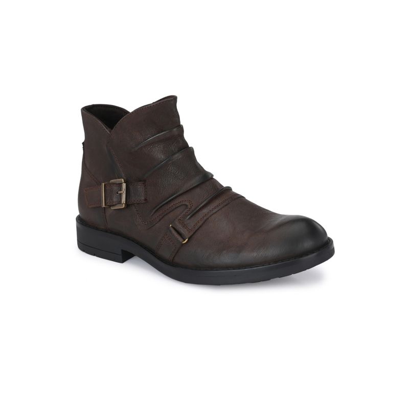 Delize Brown Solid Mens Leather Ankle Boots (UK 10)