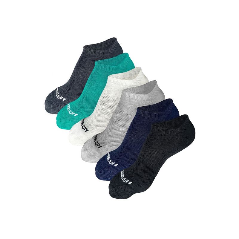 Heelium Bamboo Zero Ankle Socks for Men - 6 Pairs - Light Grey - Teal ...