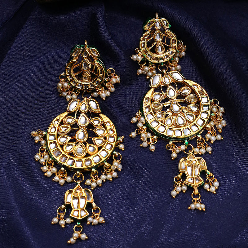Indian Celebrity Inspired Big Kundan Chandbali Earrings  FashionCrabcom   Bridal jewellery earrings Indian jewellery design earrings Fancy jewellery