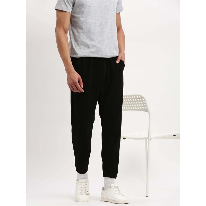 SHOWOFF Mens Slim Fit Solid Black Joggers (34)