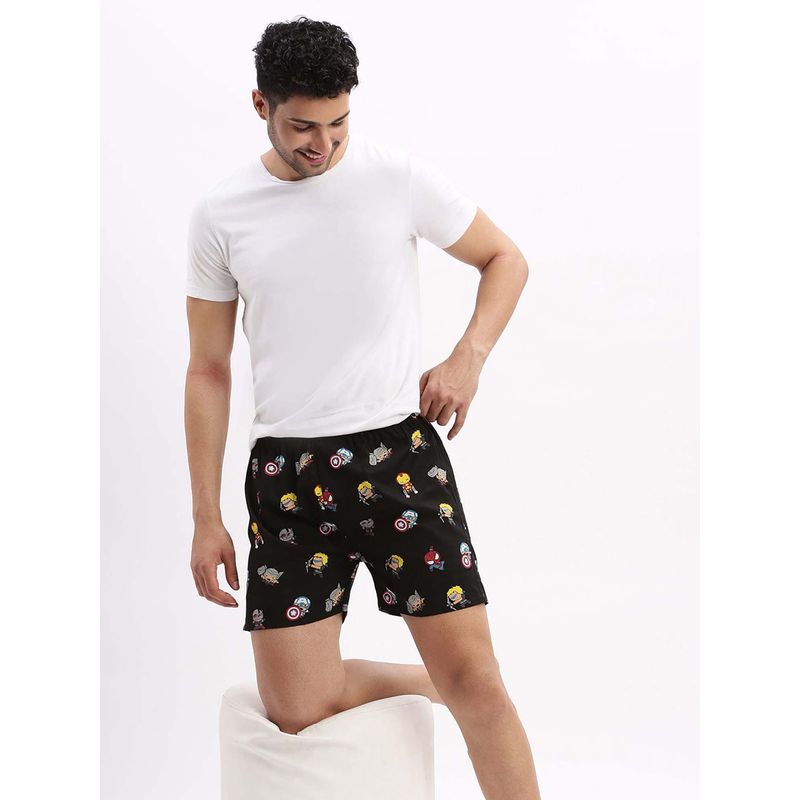 SHOWOFF Men's Printed Cotton Black Boxers (M)