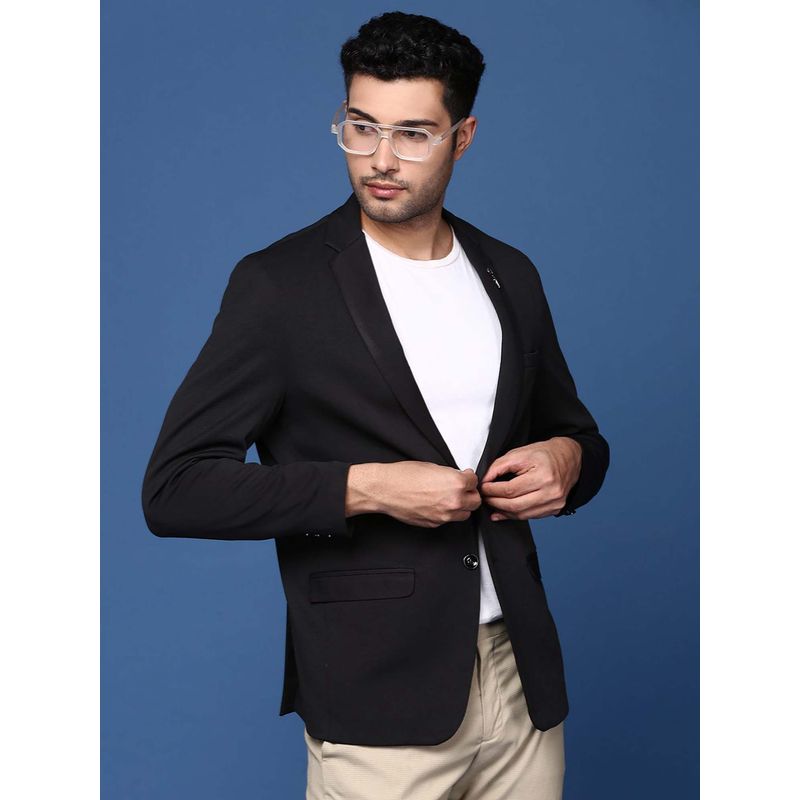 SHOWOFF Mens Black Slim Fit Single Breasted Blazer (L)