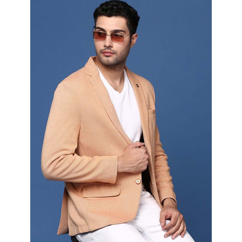 SHOWOFF Mens Orange Slim Fit Single Breasted Blazer (S)