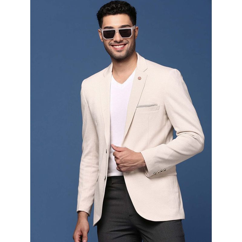 SHOWOFF Mens Cream Slim Fit Single Breasted Blazer (M)