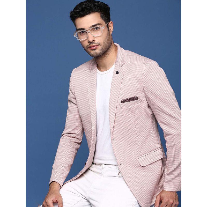 SHOWOFF Mens Peach Slim Fit Single Breasted Blazer (S)