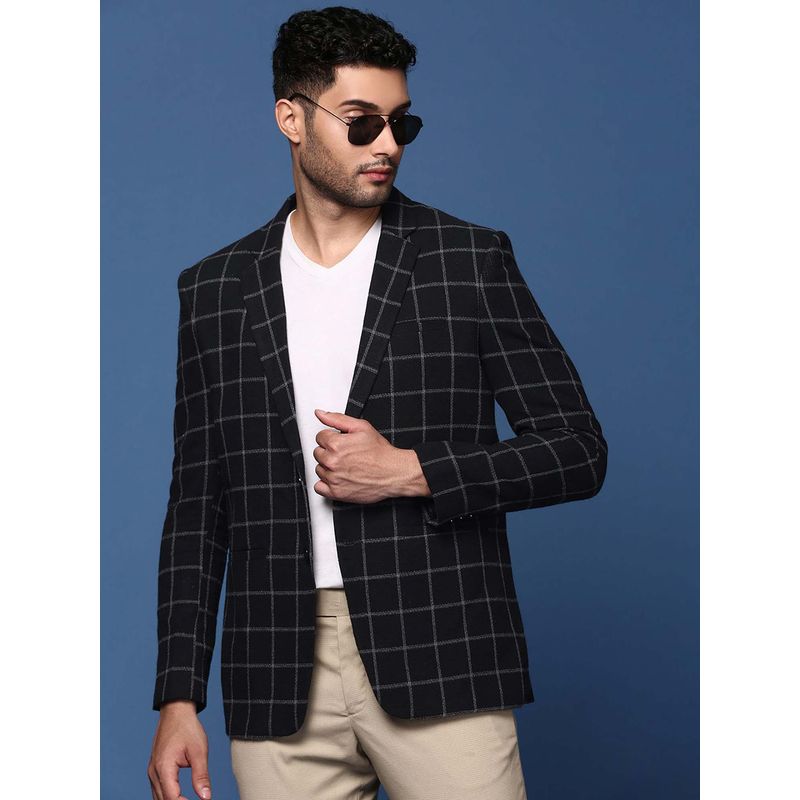 SHOWOFF Mens Black Slim Fit Single Breasted Blazer (S)