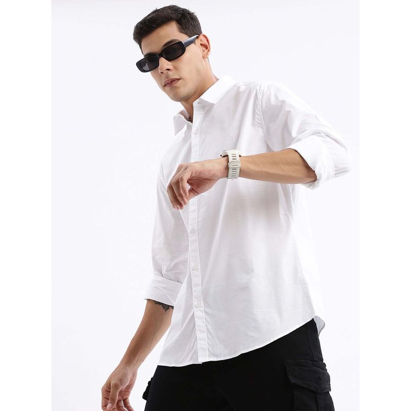 SHOWOFF Mens Long Sleeves Solid Slim Fit White Shirt (XL)