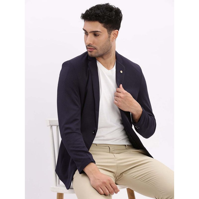 SHOWOFF Mens Solid Notched Lapel Navy Blue Single Breasted Blazer (XL)