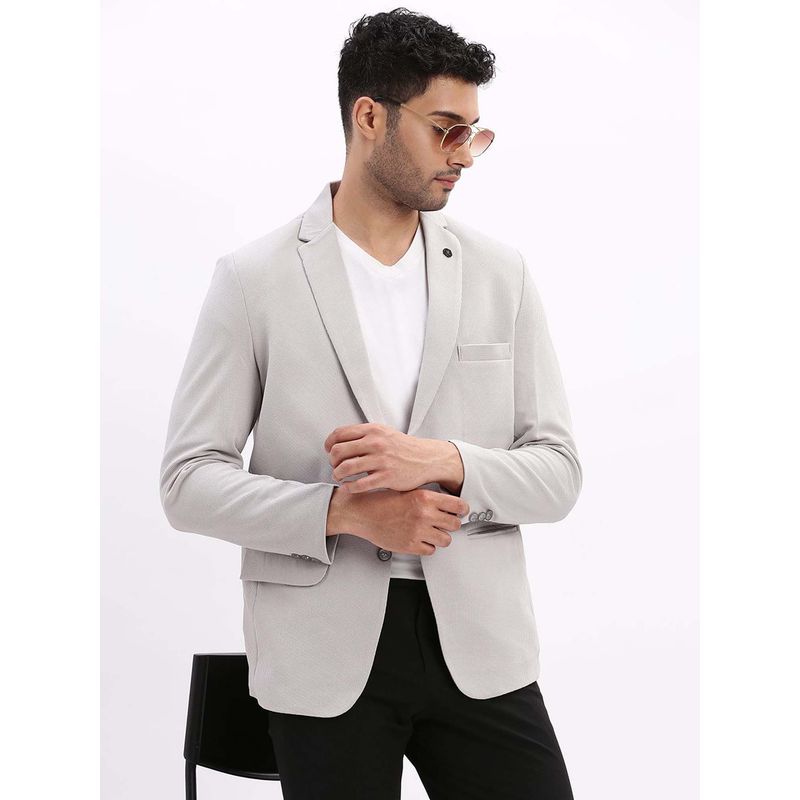 SHOWOFF Mens Solid Notched Lapel Grey Single Breasted Blazer (M)