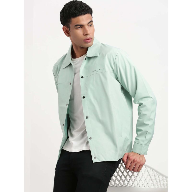 SHOWOFF Mens Spread Collar Turquoise Solid Tailored Jacket (L)