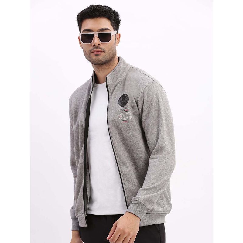 SHOWOFF Mens Mock Collar Grey Solid Tailored Jacket (S)