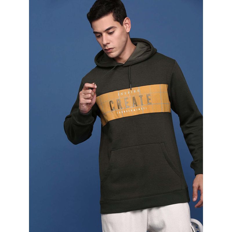 SHOWOFF Mens Green Hooded Pullover Hoodie (S)
