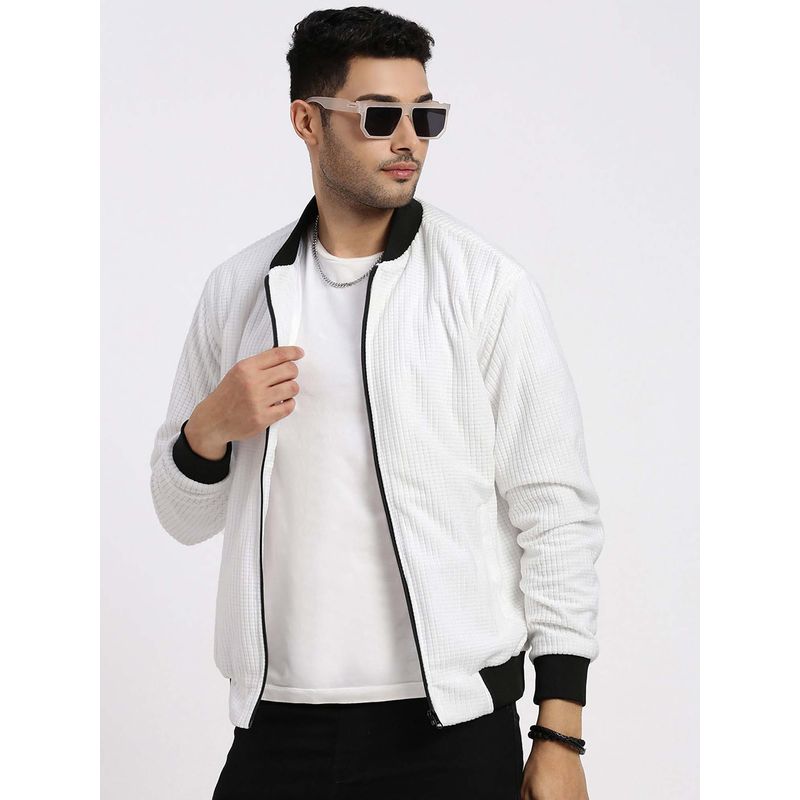 SHOWOFF Mens White Bomber Jacket (XL)