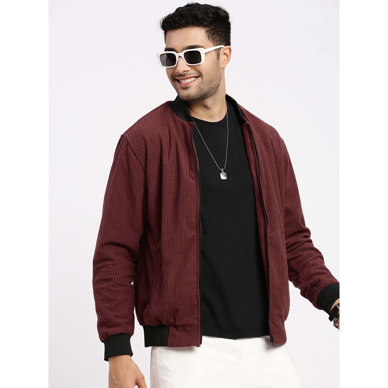 SHOWOFF Mens Maroon Bomber Jacket (XL)