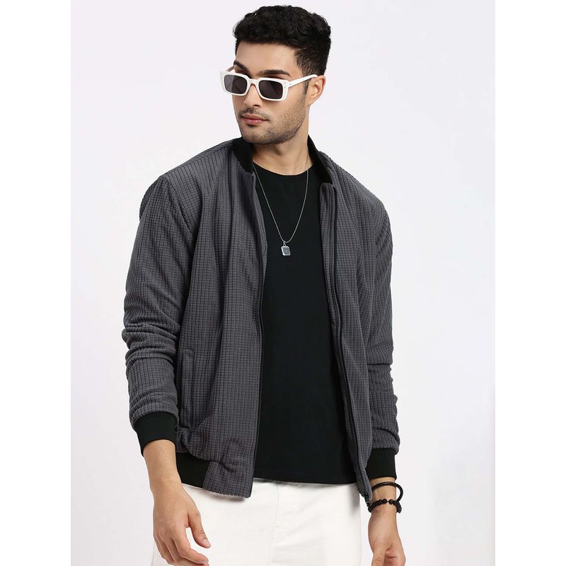 SHOWOFF Mens Dark Grey Bomber Jacket (XL)