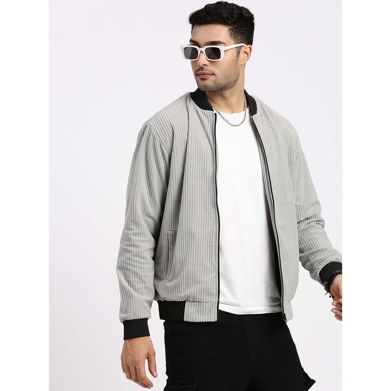 SHOWOFF Mens Light Grey Bomber Jacket (M)