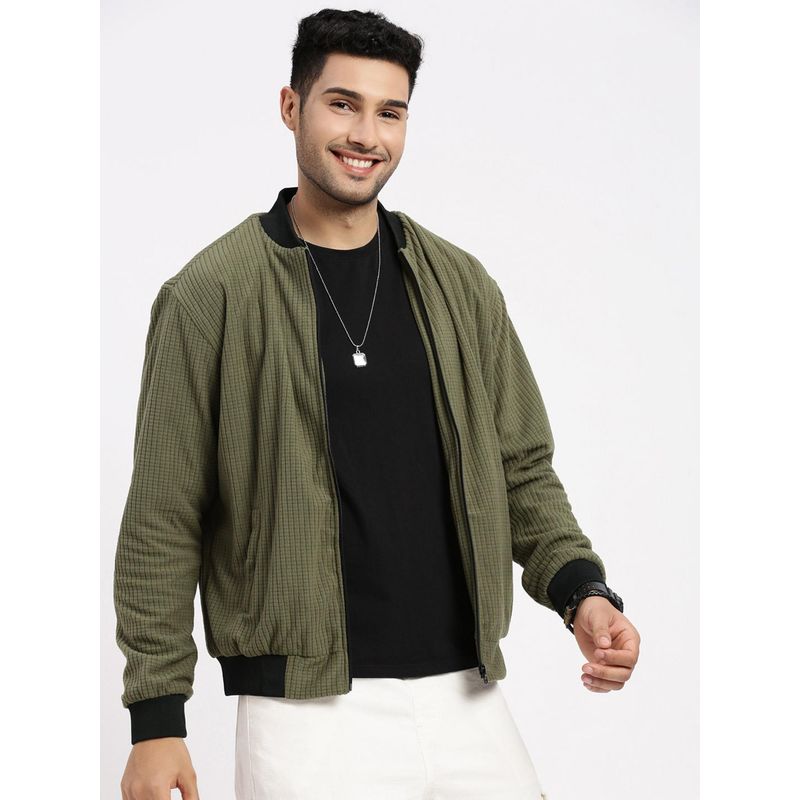 SHOWOFF Mens Olive Bomber Jacket (M)