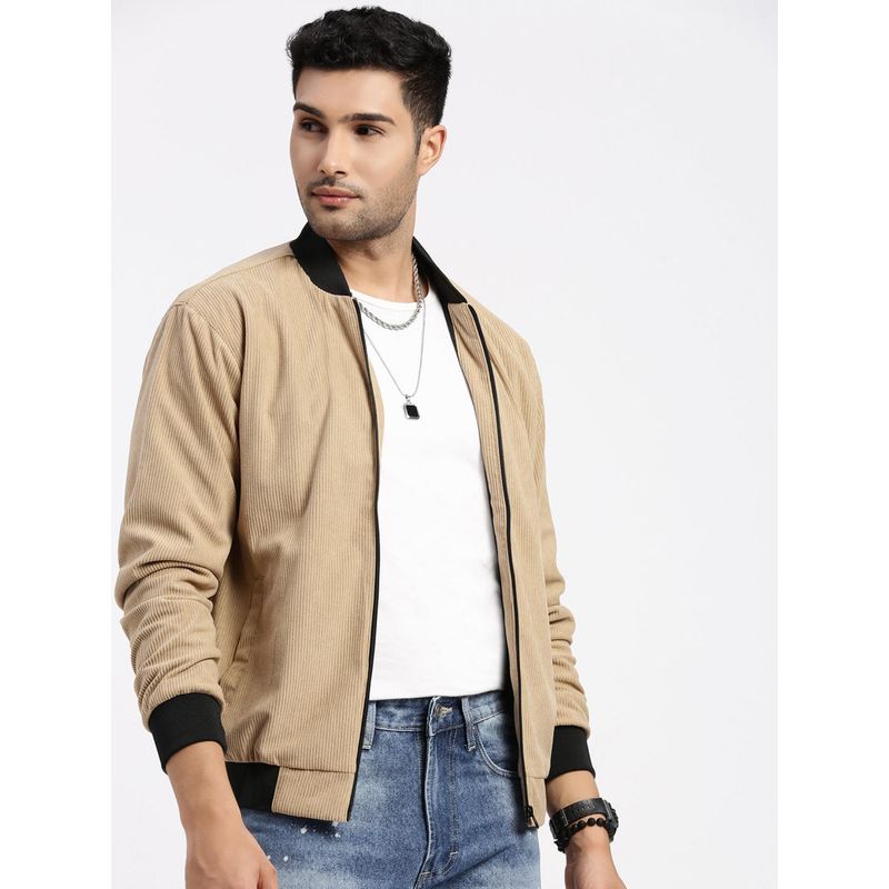 SHOWOFF Mens Beige Bomber Jacket (L)