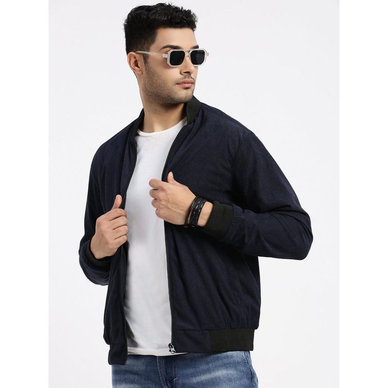 SHOWOFF Mens Navy Blue Bomber Jacket (XL)