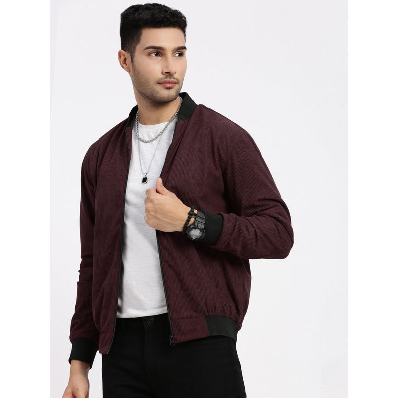 SHOWOFF Mens Burgundy Bomber Jacket (2XL)