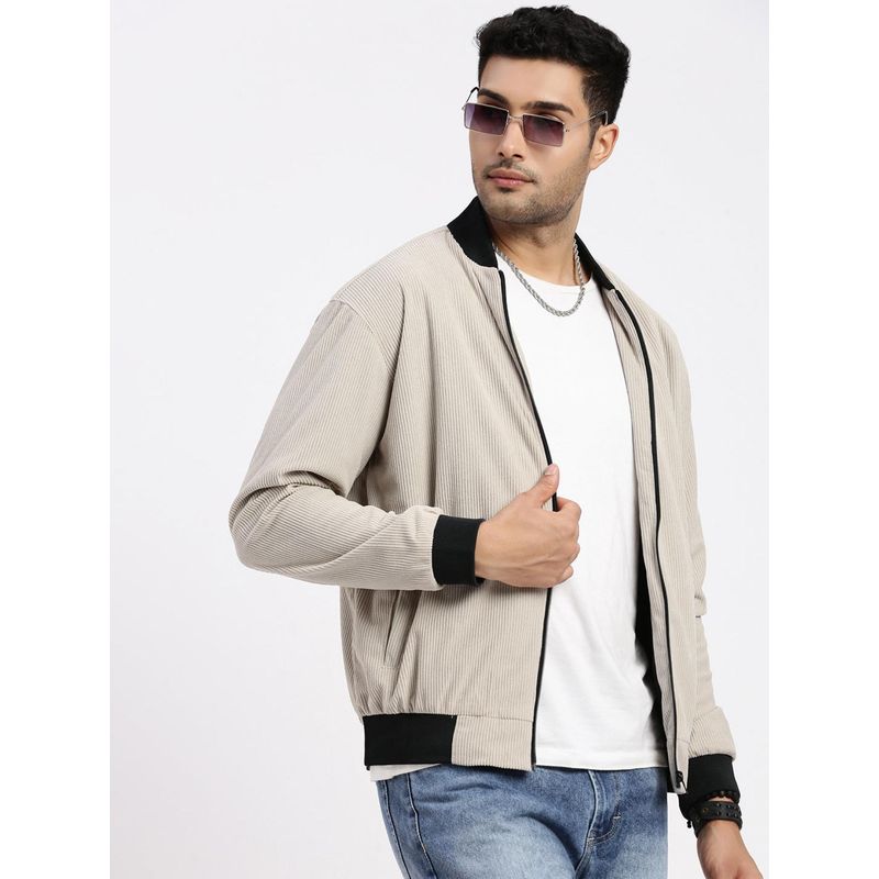 SHOWOFF Mens Beige Bomber Jacket (XL)