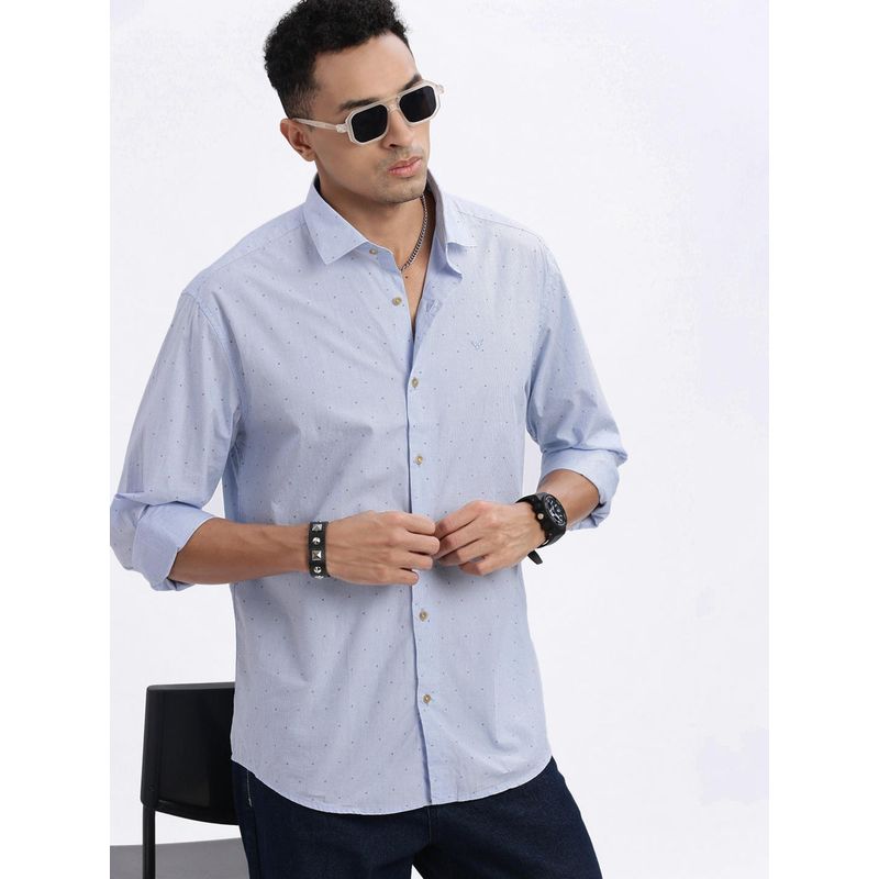 SHOWOFF Blue Micro Ditsy Slim Fit Shirt (S)