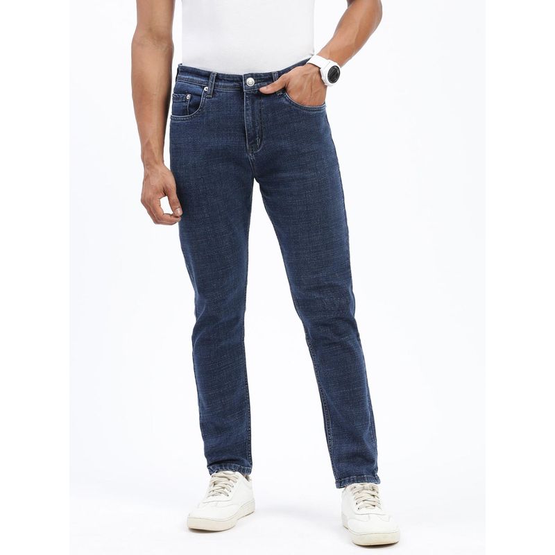 SHOWOFF Men Navy Blue Slim Fit Cropped Jeans (32)