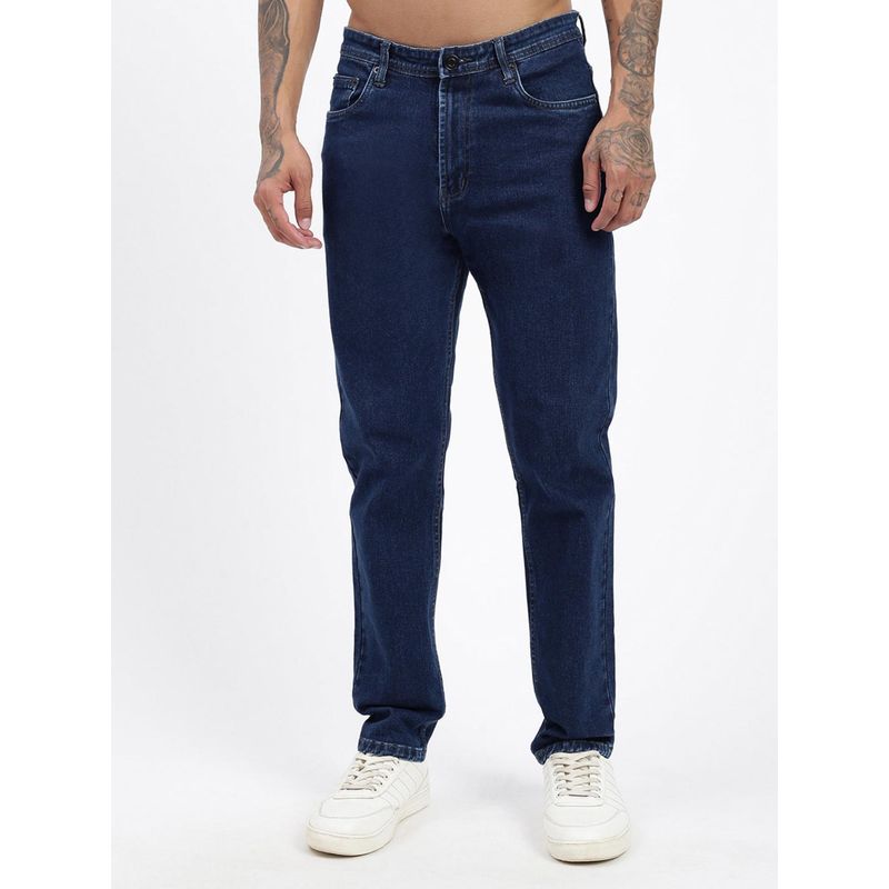 SHOWOFF Men Navy Blue Slim Fit Cropped Jeans (32)