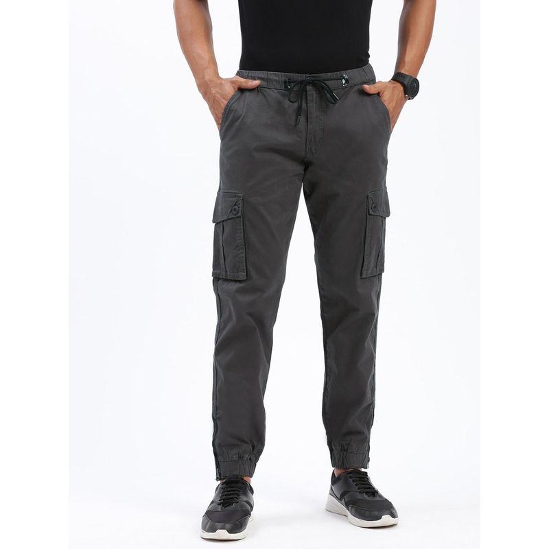 SHOWOFF Men Solid Charcoal Joggers (34)