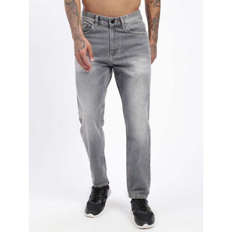 SHOWOFF Men Grey Slim Fit Cropped Jeans (30)