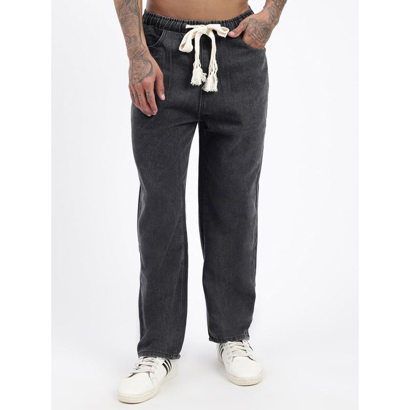SHOWOFF Men Grey Drawstring Waist Cropped Jeans (30)
