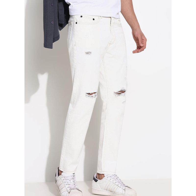 SHOWOFF Mens White Slim Fit Jeans (34)