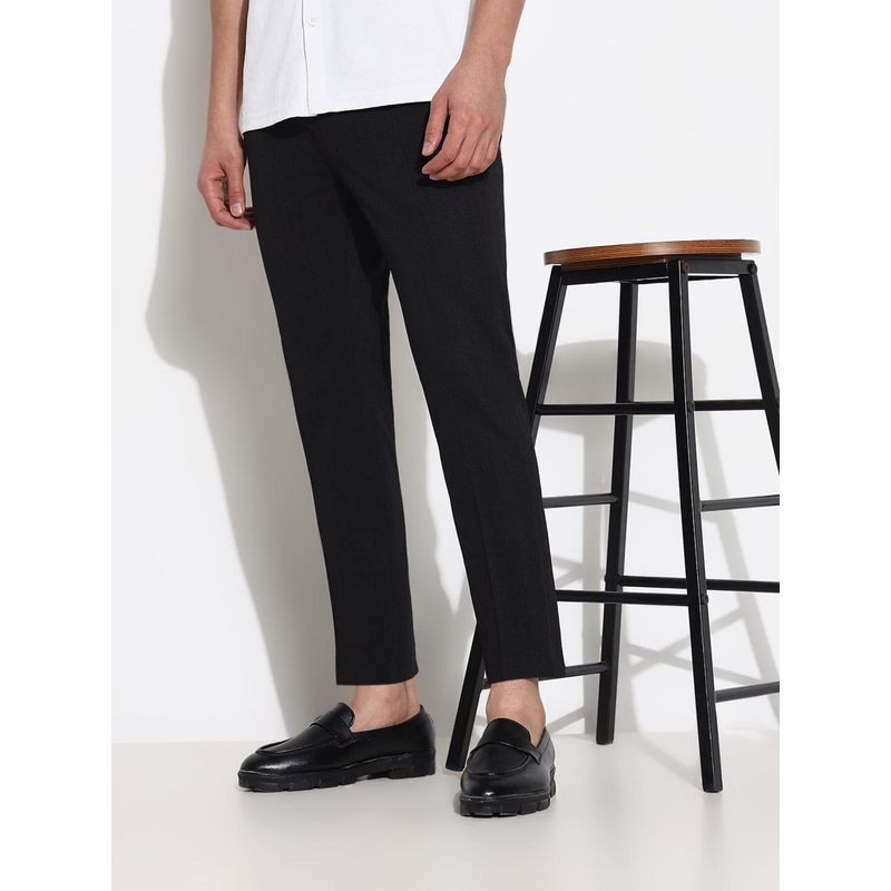 SHOWOFF Men Black Solid Formal Trousers (38)