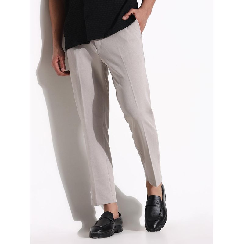 SHOWOFF Men Grey Solid Formal Trousers (30)