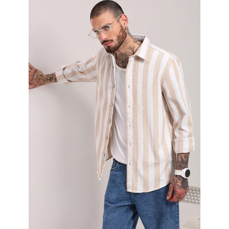 SHOWOFF Edition Cream Striped Shacket (3XL)