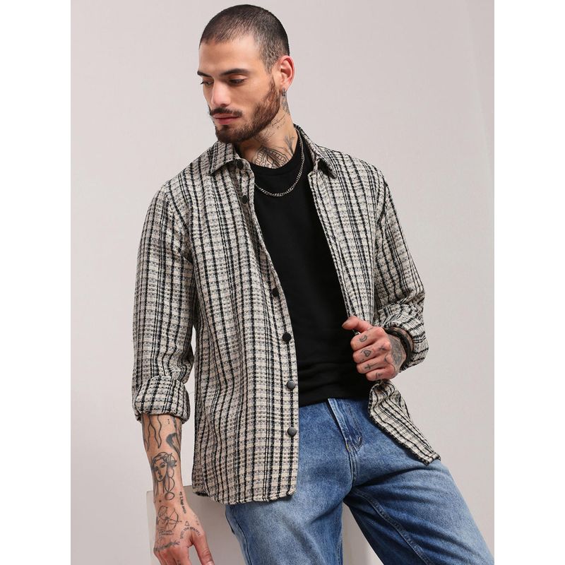 SHOWOFF Edition Cream Checked Shacket (S)