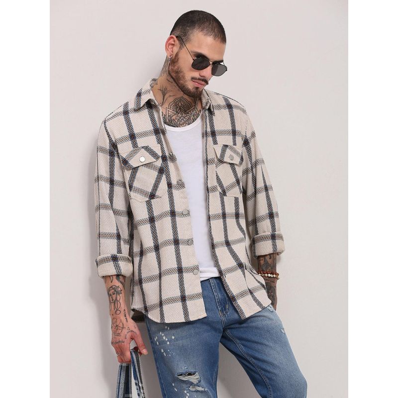 SHOWOFF Edition Cream Checked Shacket (S)