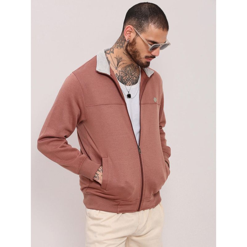 SHOWOFF Men Peach Solid Sweatshirt (S)