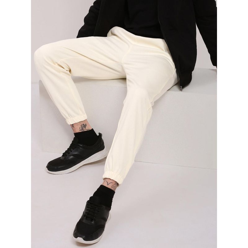SHOWOFF Men's Cream Solid Joggers (S)