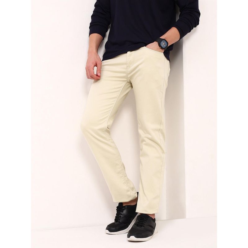 SHOWOFF Mens Cream Solid Jeans (38)