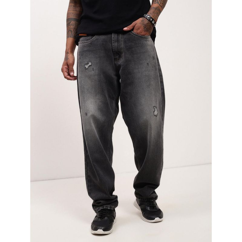 SHOWOFF Mens Grey Solid Loose Jeans (34)